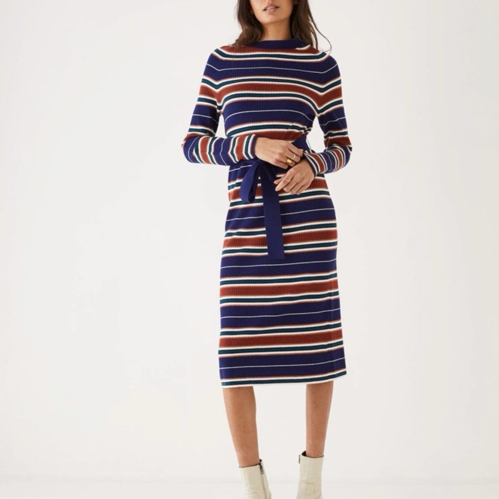Frank & Oak Retro Striped Long Sleeve Dress